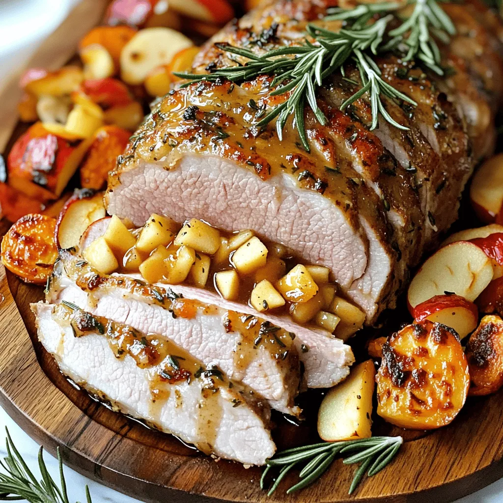 To make rosemary roasted pork with maple apple sauce, you need simple yet tasty ingredients. The main star is the pork loin. You want about 2 pounds for this dish.