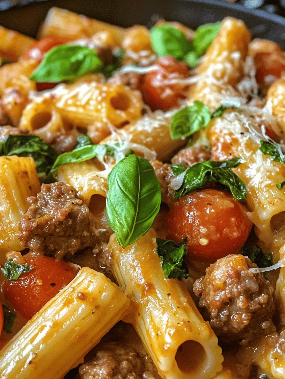 Creamy Sausage Rigatoni: Quick Spinach &#038; Tomato