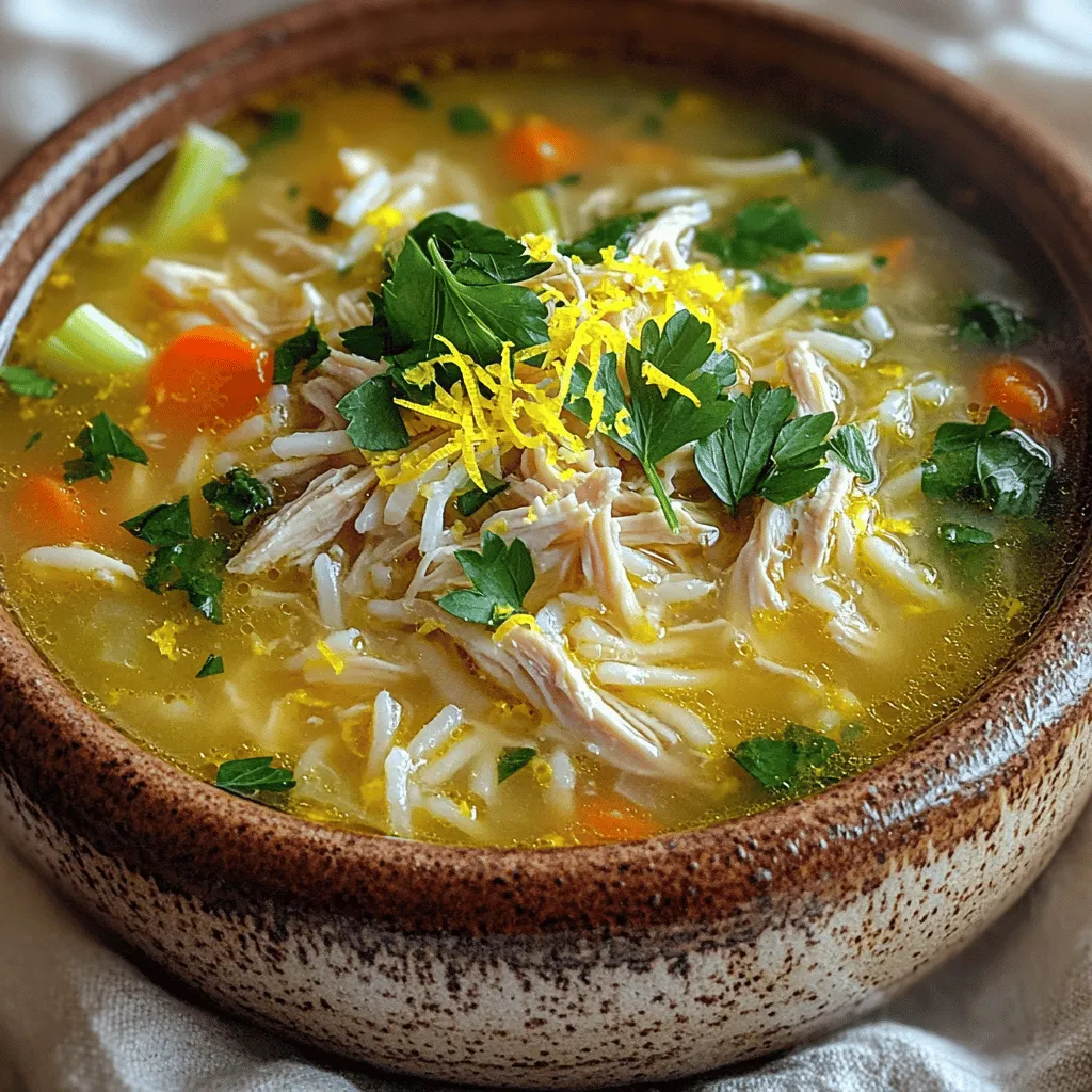 To make chicken lemon rice soup, you need both fresh ingredients and pantry staples. Each adds a unique taste and texture.