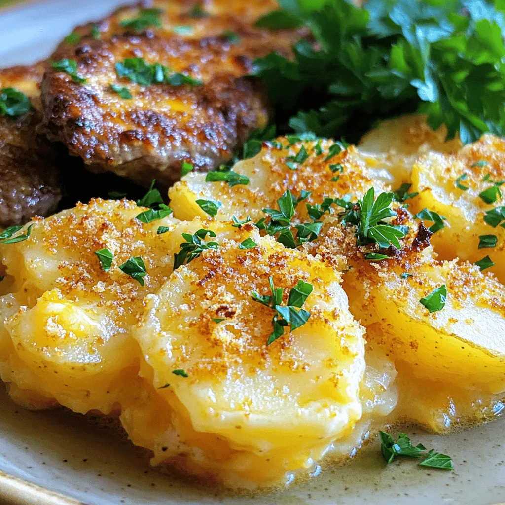 Delicious Scalloped Potatoes with Savory Beef Cutlets
