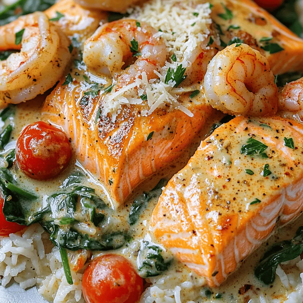 To make this dish shine, you need fresh and vibrant ingredients. Start with two salmon fillets, each about 6 ounces. Add one cup of large shrimp, peeled and deveined. Don’t forget the rich taste of Cajun seasoning. It adds a bold kick to your seafood.