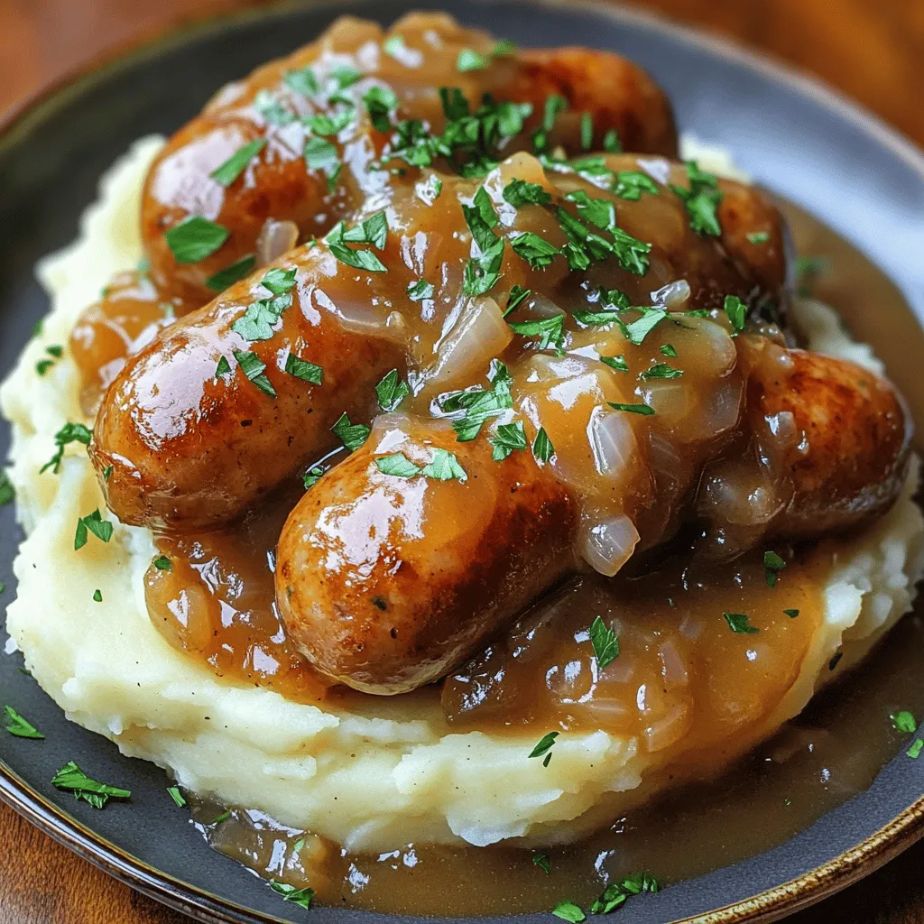 Irish Bangers and Mash with Guinness Onion Gravy Delight