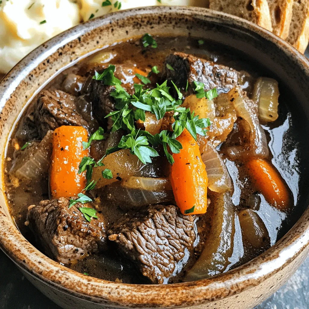 To make a great carbonnade, you need simple but tasty ingredients. The star is beef chuck. It has rich flavor and soft texture when cooked. You can also use brisket if you like. Both cuts work well in this stew.