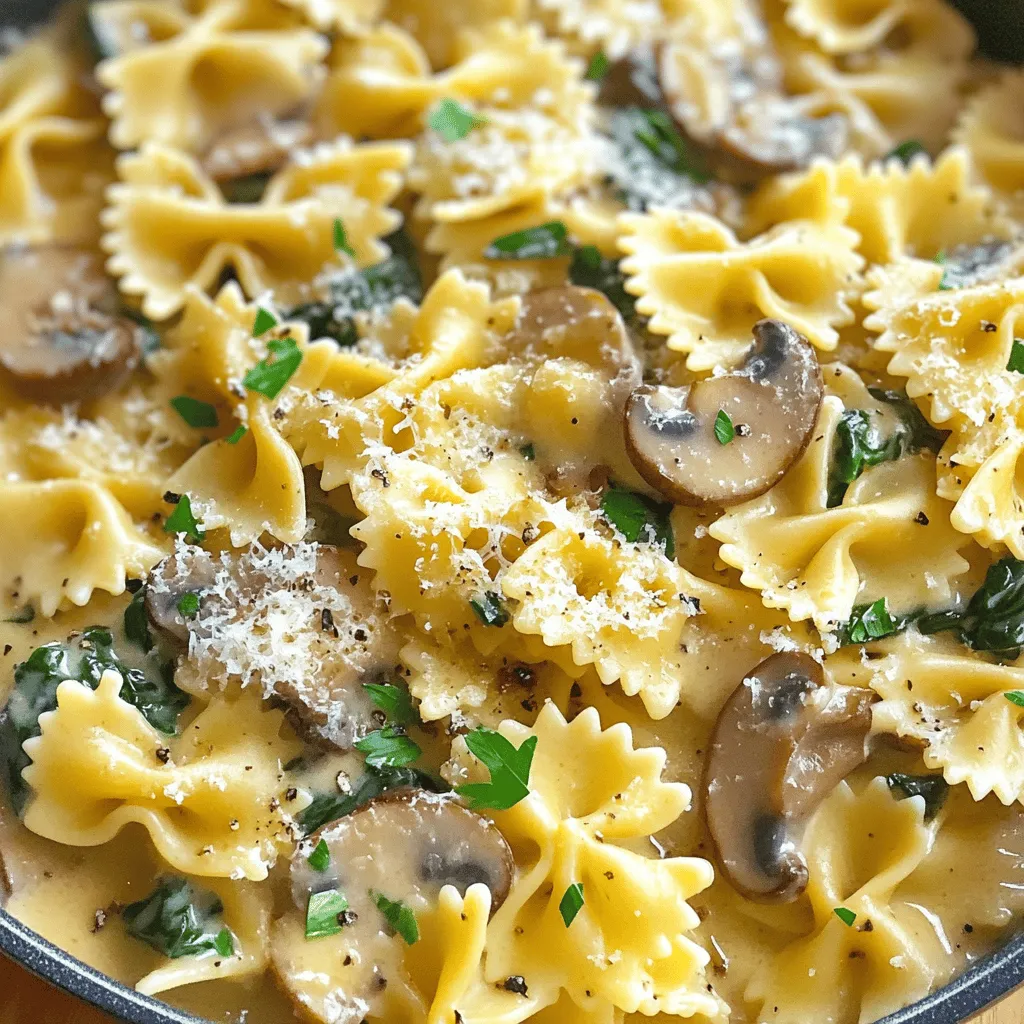 Parmesan Spinach Mushroom Pasta Skillet Recipe