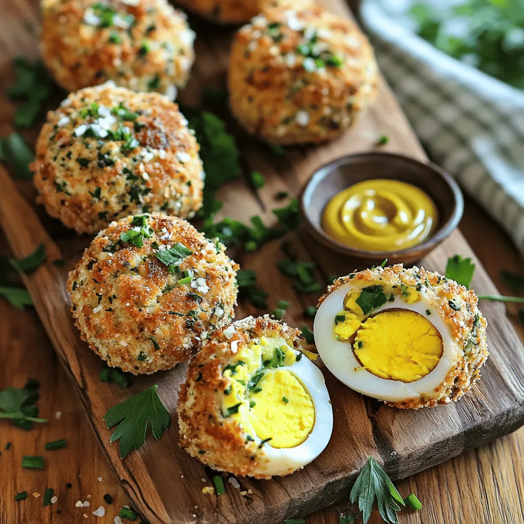 A traditional Scotch egg is a hard-boiled egg wrapped in sausage meat. It is coated in breadcrumbs and fried until golden. This dish is simple yet packed with flavor.