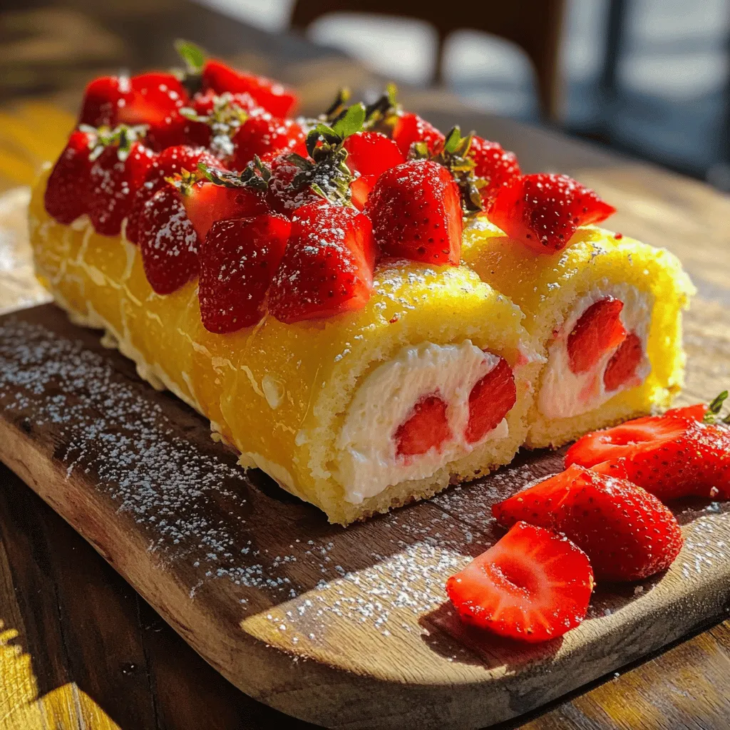 Strawberry Shortcake Cheesecake Dessert Roll Delight