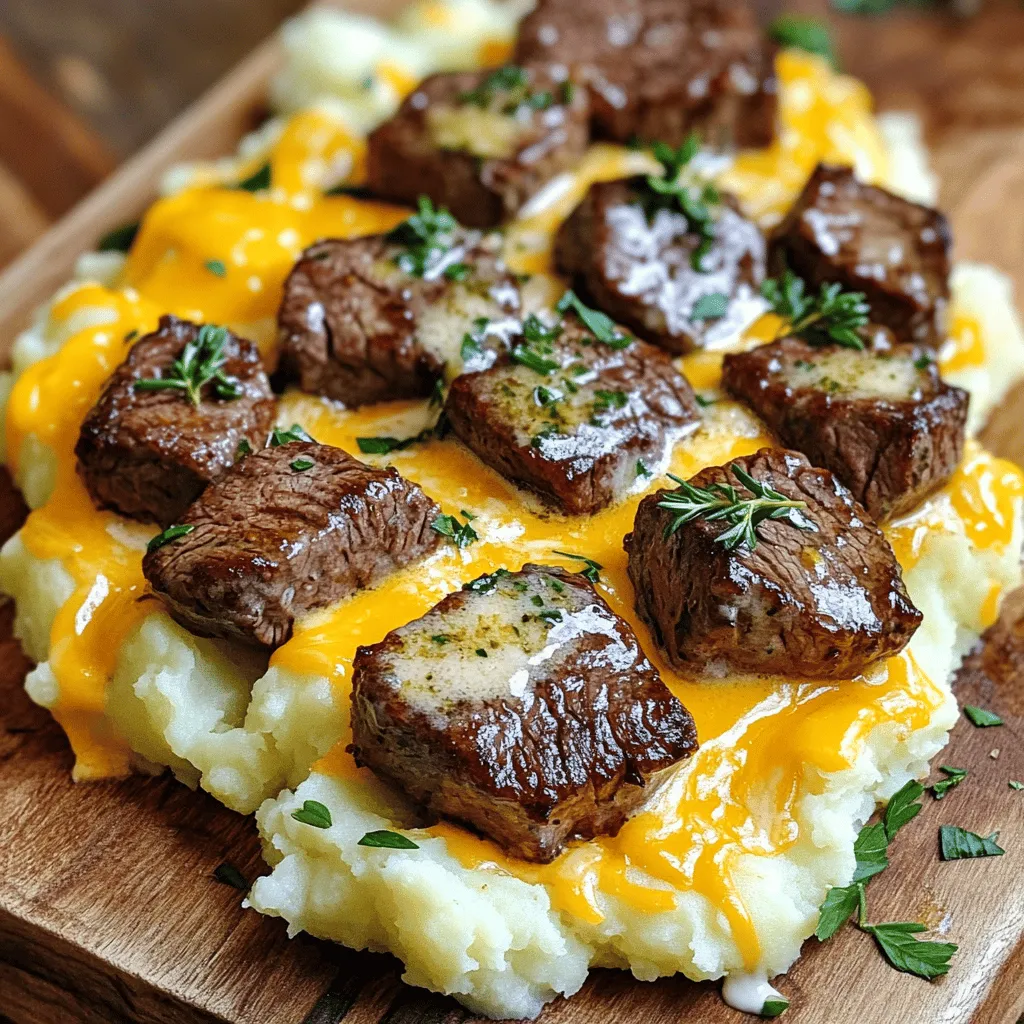 To make garlic butter steak bites, you need simple, fresh ingredients. The key ingredient is sirloin steak, cut into 1-inch cubes. This cut is tender and flavorful, perfect for quick cooking. You will also need unsalted butter, minced garlic, fresh thyme, salt, and pepper. Together, these create a rich garlic butter sauce that enhances the steak.