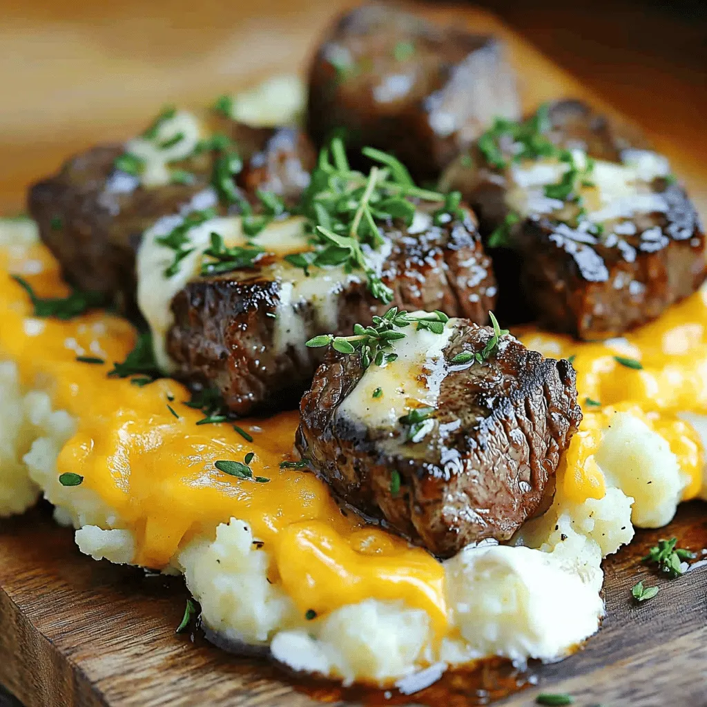 Garlic Butter Steak Bites and Cheesy Smashed Potatoes Recipe
