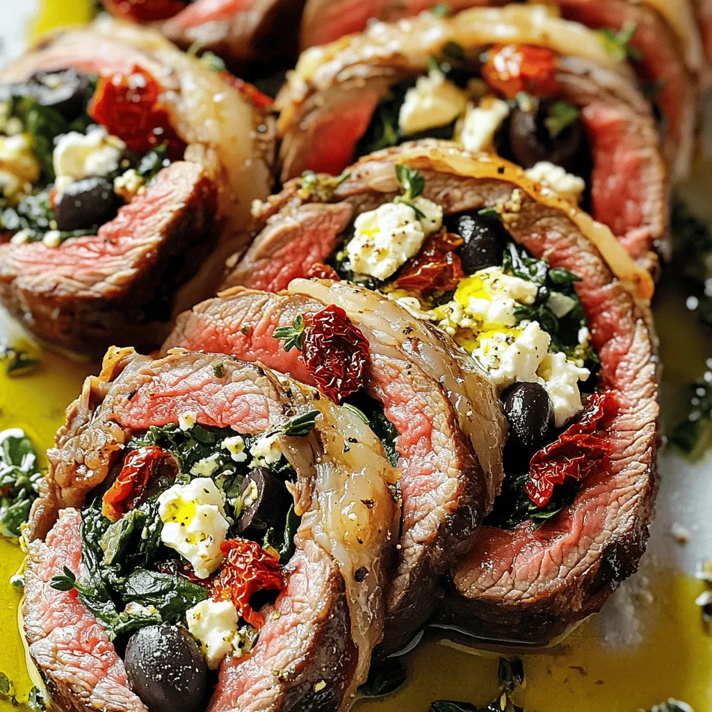 Flank steak roulade is a rolled-up dish filled with tasty ingredients. You take a flank steak, flatten it, and fill it with your choice of veggies and cheese. Then, you roll it up and cook it. This method seals in flavors and makes a beautiful dish.