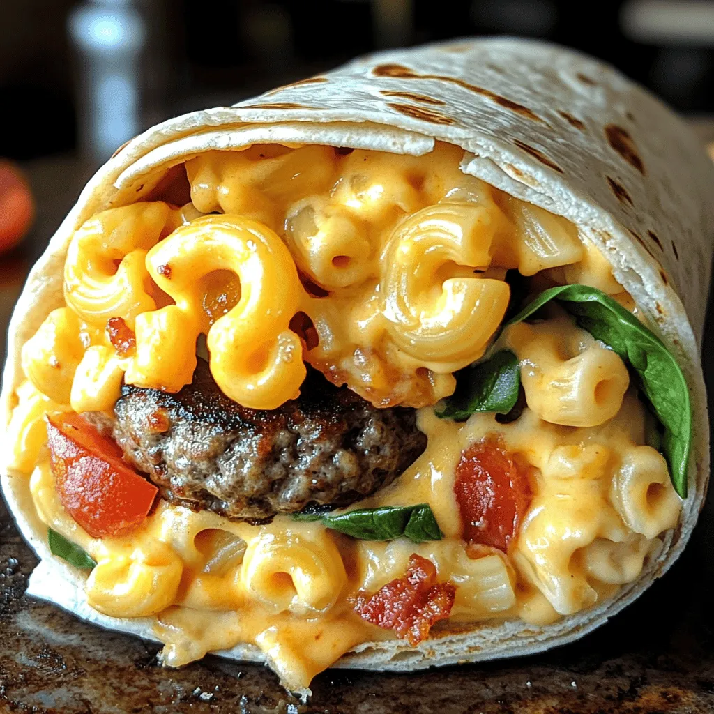 Bacon Mac &#8216;n&#8217; Cheese Burger Wrap