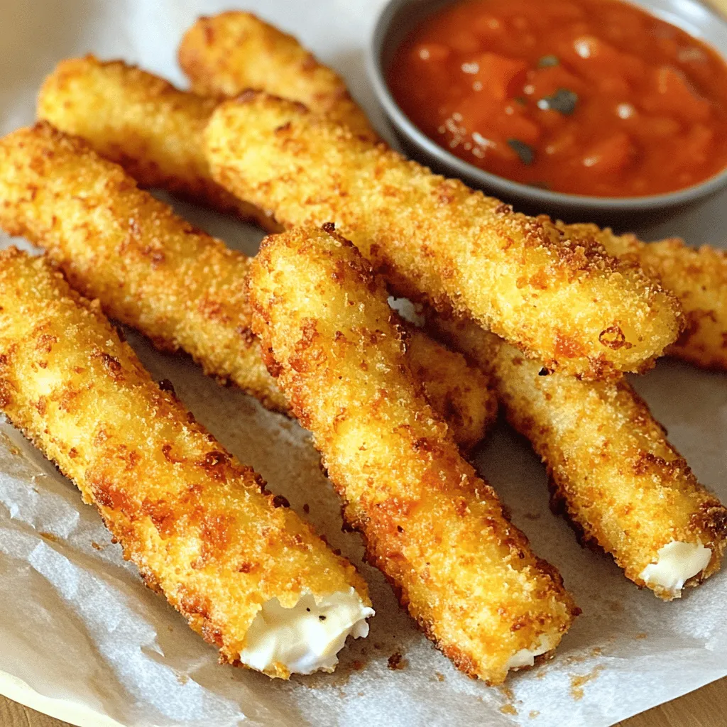 To make the best homemade mozzarella sticks, you need to start with the right ingredients. For this recipe, gather 12 oz of mozzarella cheese, all-purpose flour, two large eggs, and one cup of breadcrumbs. I suggest using Italian seasoned breadcrumbs for extra flavor. You will also need garlic powder, Italian seasoning, and a pinch of salt. Don