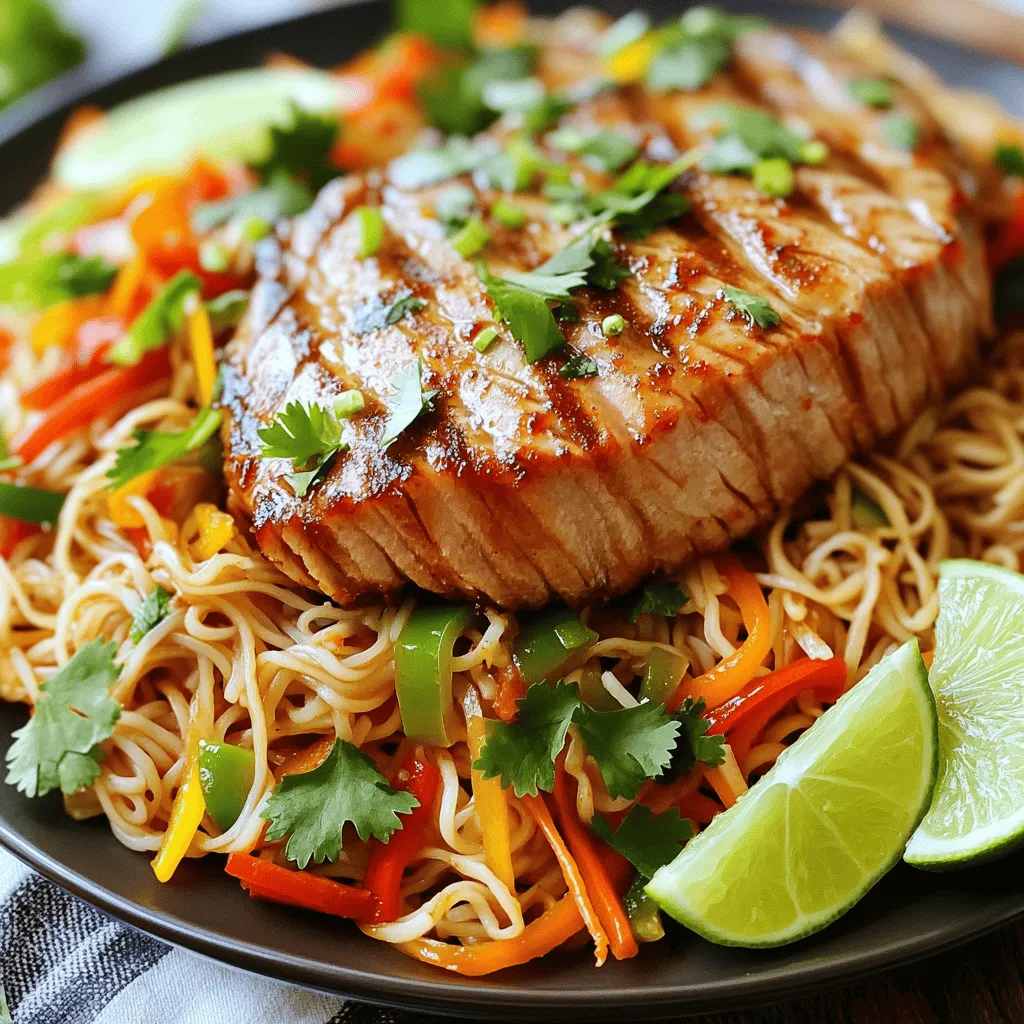 Thai Chili Tuna Steaks with Spicy Noodles Delight