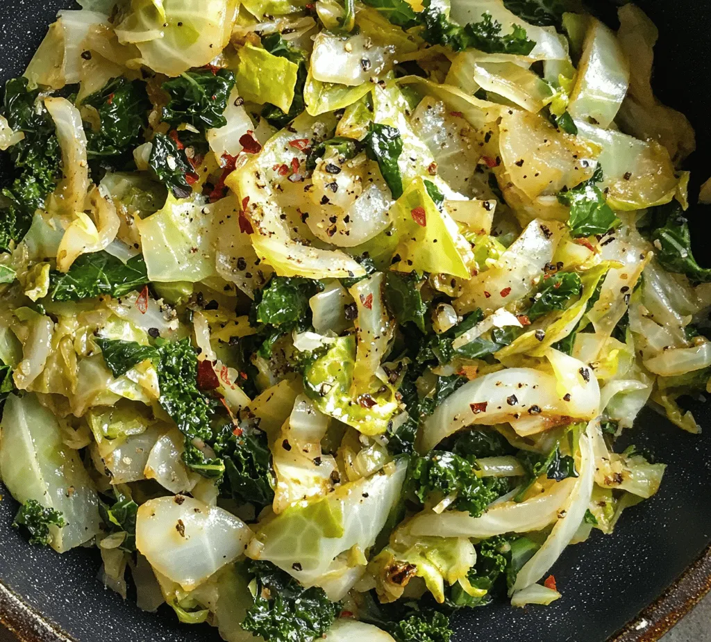 In the realm of healthy eating, few dishes are as satisfying and nutritious as Garlic Sautéed Cabbage & Kale Skillet. This vibrant dish not only showcases the rich flavors of its key ingredients but also delivers a powerhouse of vitamins and minerals that promote overall wellness. Packed with fiber, vitamins C and K, and an array of antioxidants, this recipe is perfect for anyone looking to incorporate more greens into their diet. The appeal lies not only in its health benefits but also in its simplicity and versatility; you can enjoy it as a side dish, toss it with grains for a wholesome meal, or even use it as a filling for wraps or tacos.