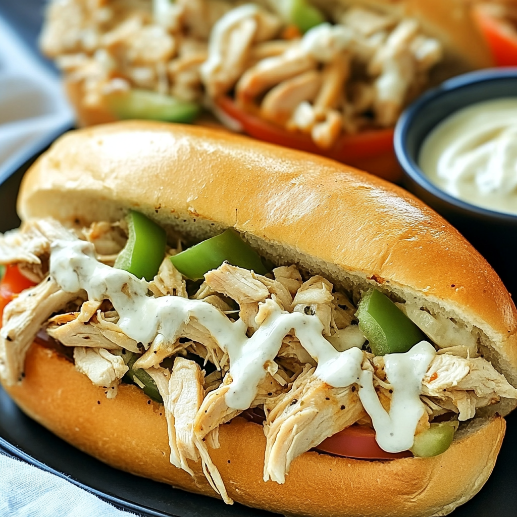 Slow Cooker Chicken Philly Sandwiches