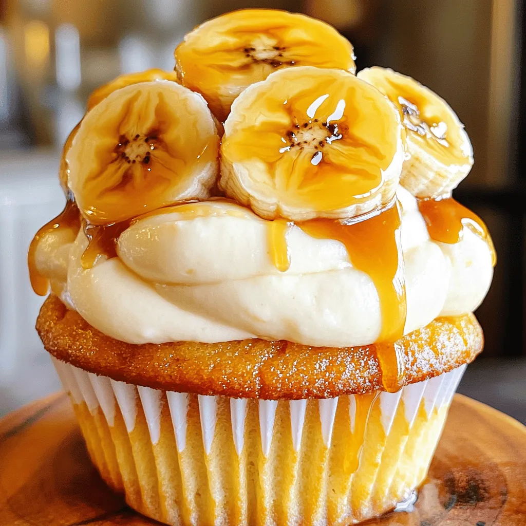 Banana Pudding Cupcakes with Caramelized Banana Filling