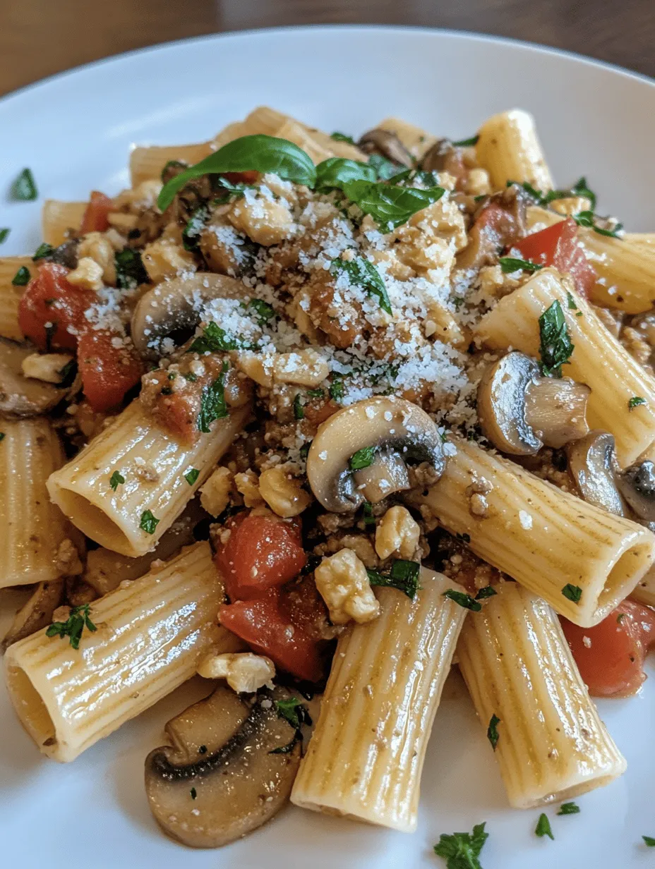 Rigatoni with Vegan Walnut Mushroom Meat Sauce: A Delicious Plant-Based Delight