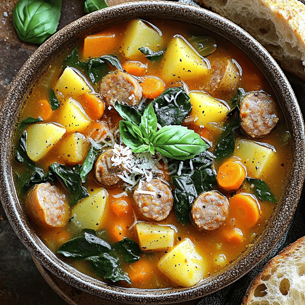 Italian Sausage Potato Soup with Carrots &#038; Spinach Delight