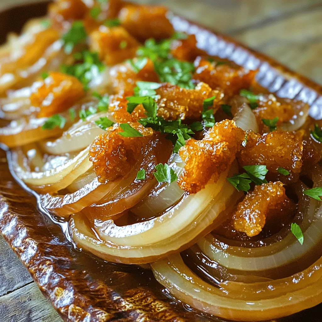 To make savory beer-infused onions with crispy salted pork, you need specific ingredients. Here’s what you should gather for this dish.