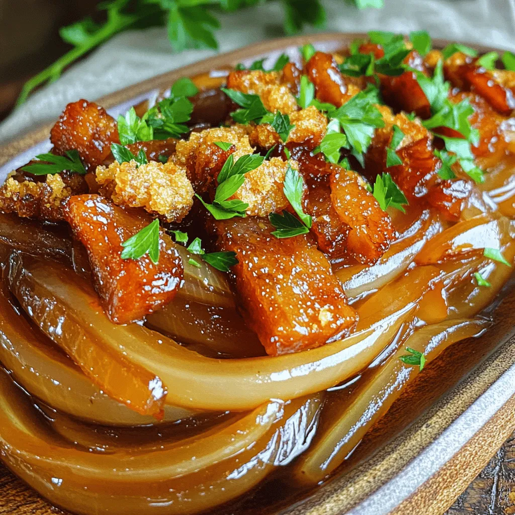Savory Beer-Infused Onions with Crispy Salted Pork Delight