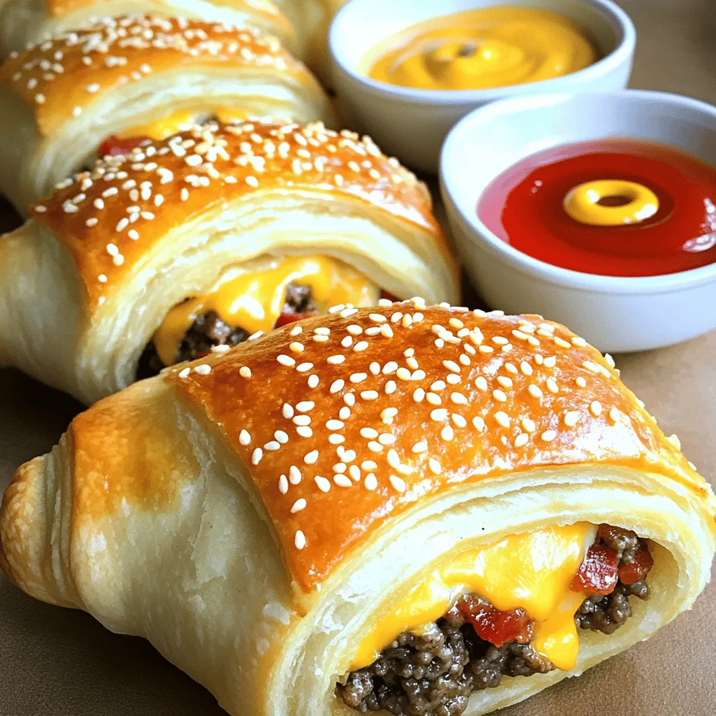 For the bacon cheeseburger roll-ups recipe, you need simple and tasty ingredients. Start with 1 pound of ground beef. This is the base of your roll-ups and brings great flavor. You will also need 6 strips of cooked and crumbled bacon. This adds that crispy, smoky taste we all love.