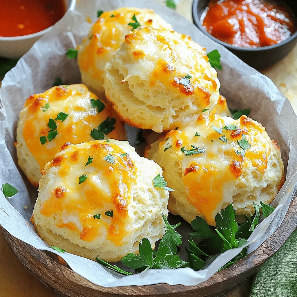 Cheesy garlic biscuit bombs are savory biscuit snacks filled with gooey cheese. They are perfect for any gathering. You can serve them as an appetizer or a side dish. People love them because they are warm, cheesy, and full of flavor.
