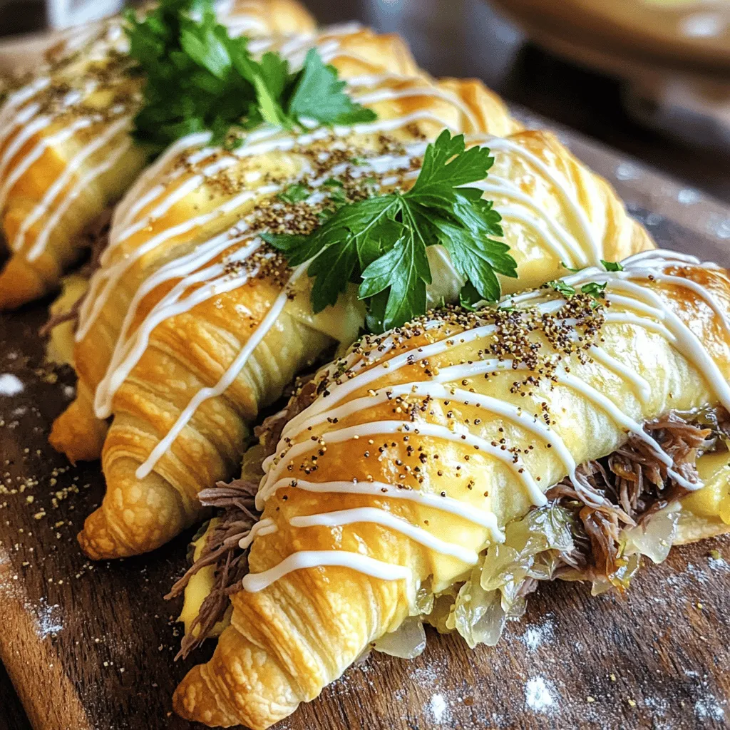To make a tasty Reuben Crescent Bake, gather these main ingredients: