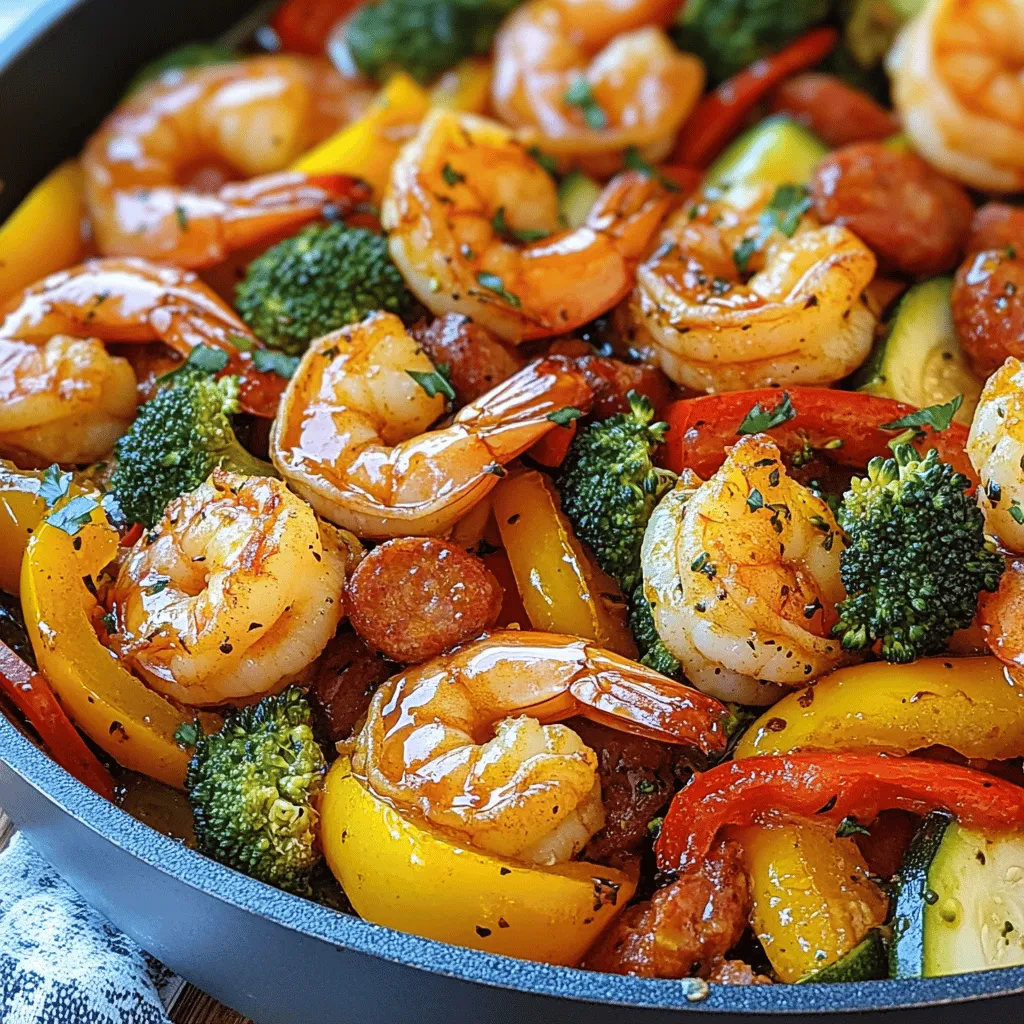 Easy Honey Garlic Shrimp with Sausage &#038; Veggies Recipe