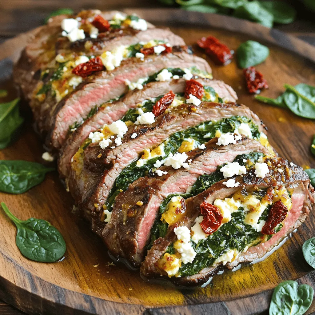 To make a great stuffed flank steak recipe, you need key ingredients. Start with 1 ½ pounds of flank steak. This cut is thin and works well for stuffing.