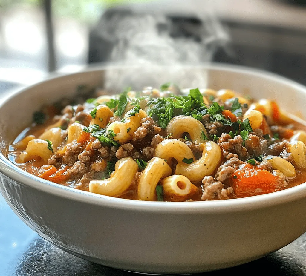 Classic Beef & Tomato Macaroni Soup is more than just a meal; it