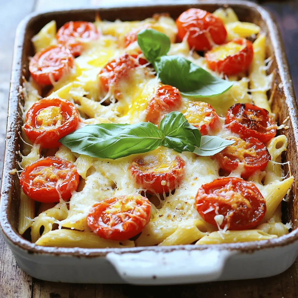 The cheese roasted tomato pasta recipe shines thanks to its simple yet vibrant ingredients. First, you need cherry tomatoes. Their sweet and juicy flavor adds a fresh taste. Use about 2 cups for a good balance.