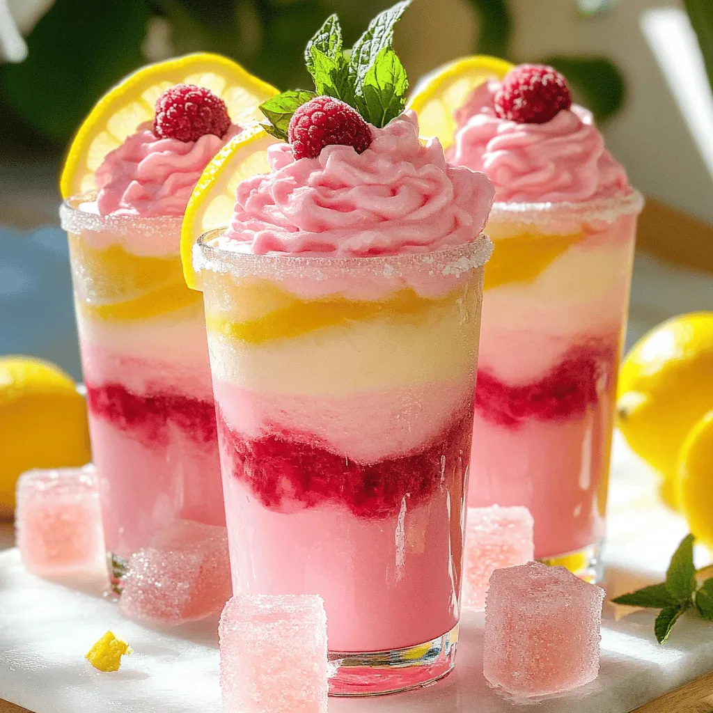 To make whipped pink lemonade, you need a few key ingredients. The main ones are fresh lemon juice, granulated sugar, cold water, frozen raspberries, heavy cream, and vanilla extract. Each of these ingredients plays a big role in the drink