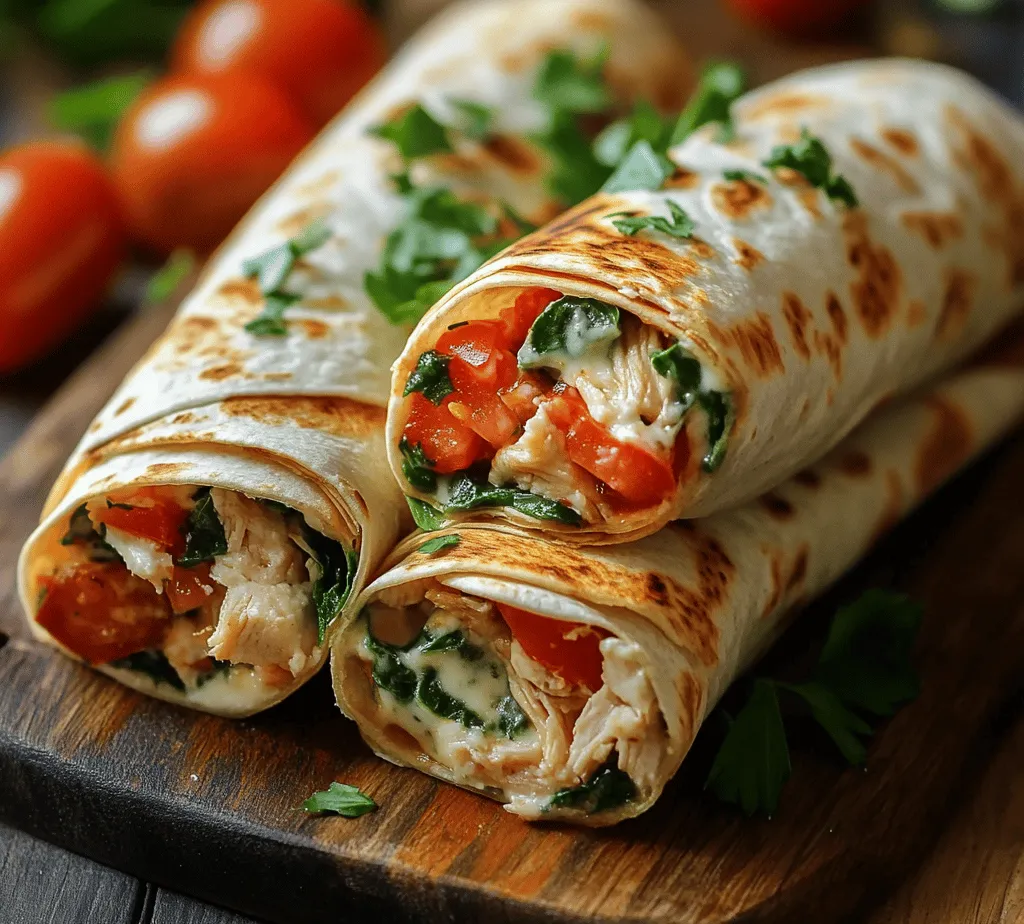 To create the perfect Cheesy Garlic Chicken Wraps, it