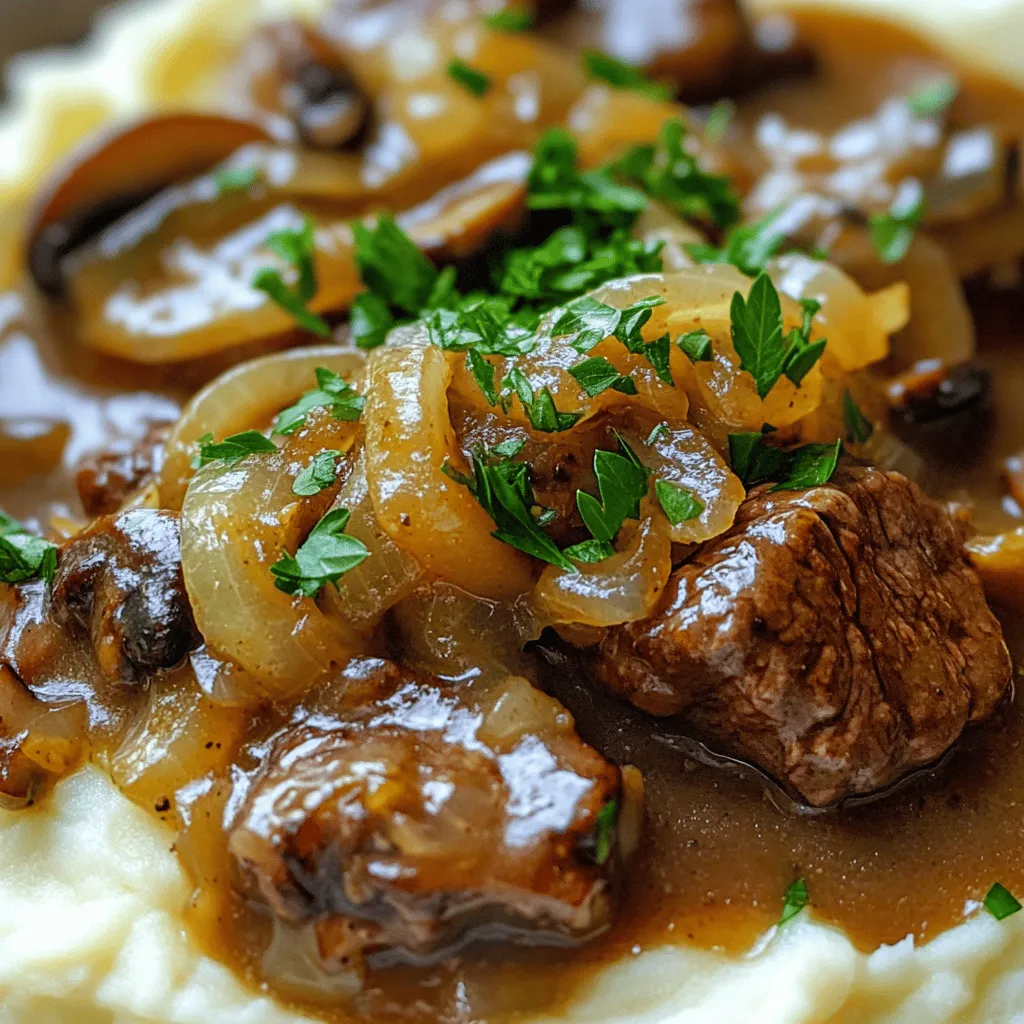 The best beef tips with gravy recipe starts with the right ingredients. You need tender beef, flavorful broth, and rich herbs. For this dish, I use 1.5 lbs of beef sirloin, cut into bite-sized pieces. Sirloin is great because it cooks quickly and stays juicy.