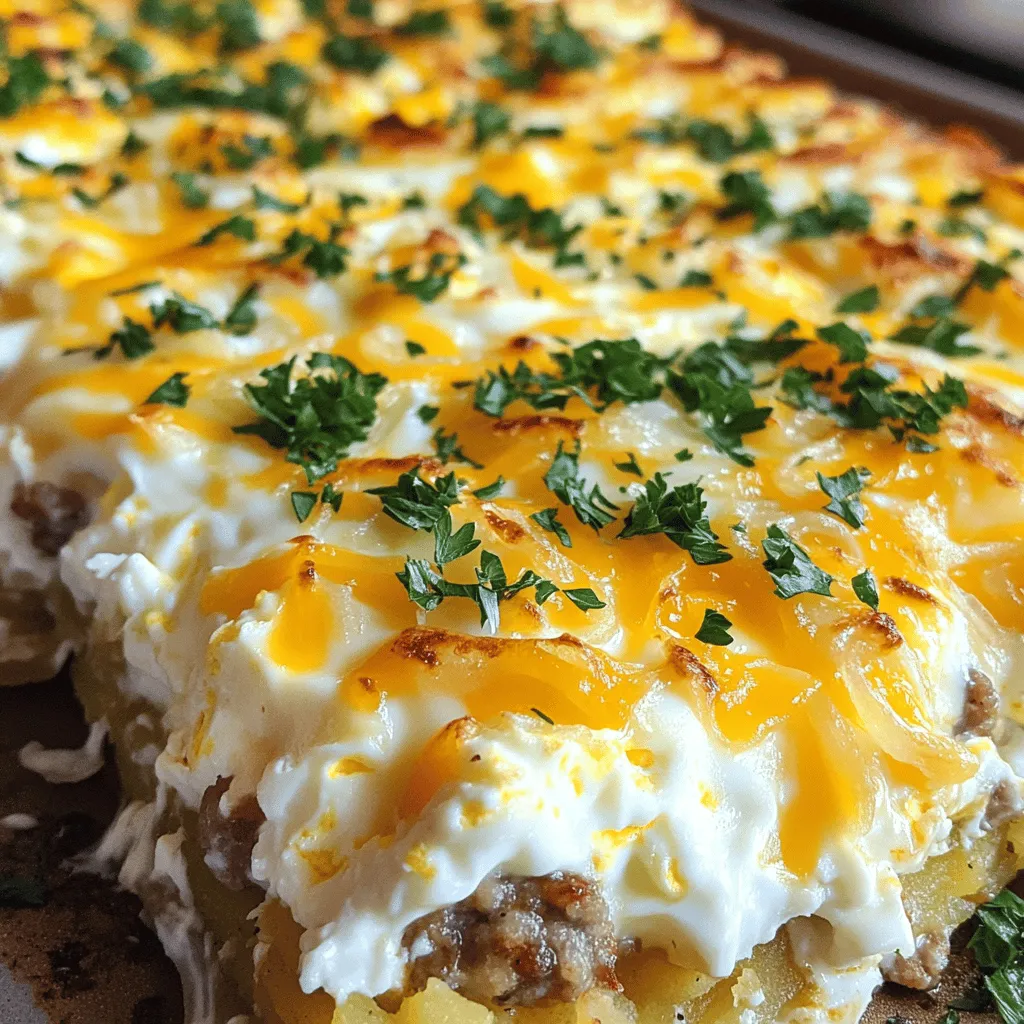 Sausage, Egg, and Cream Cheese Hashbrown Casserole Delight