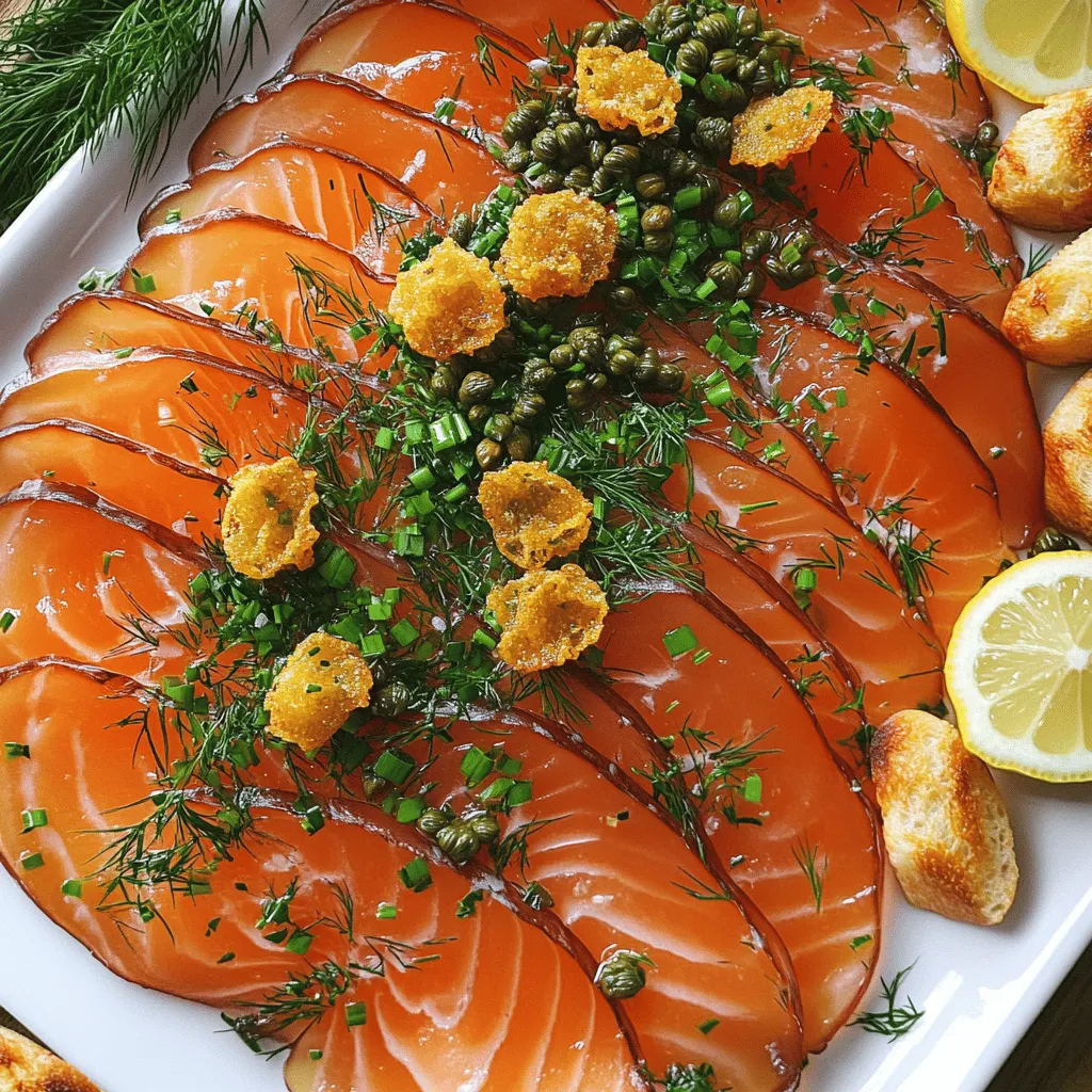 Smoked Salmon Carpaccio with Fried Capers and Herbs Delight
