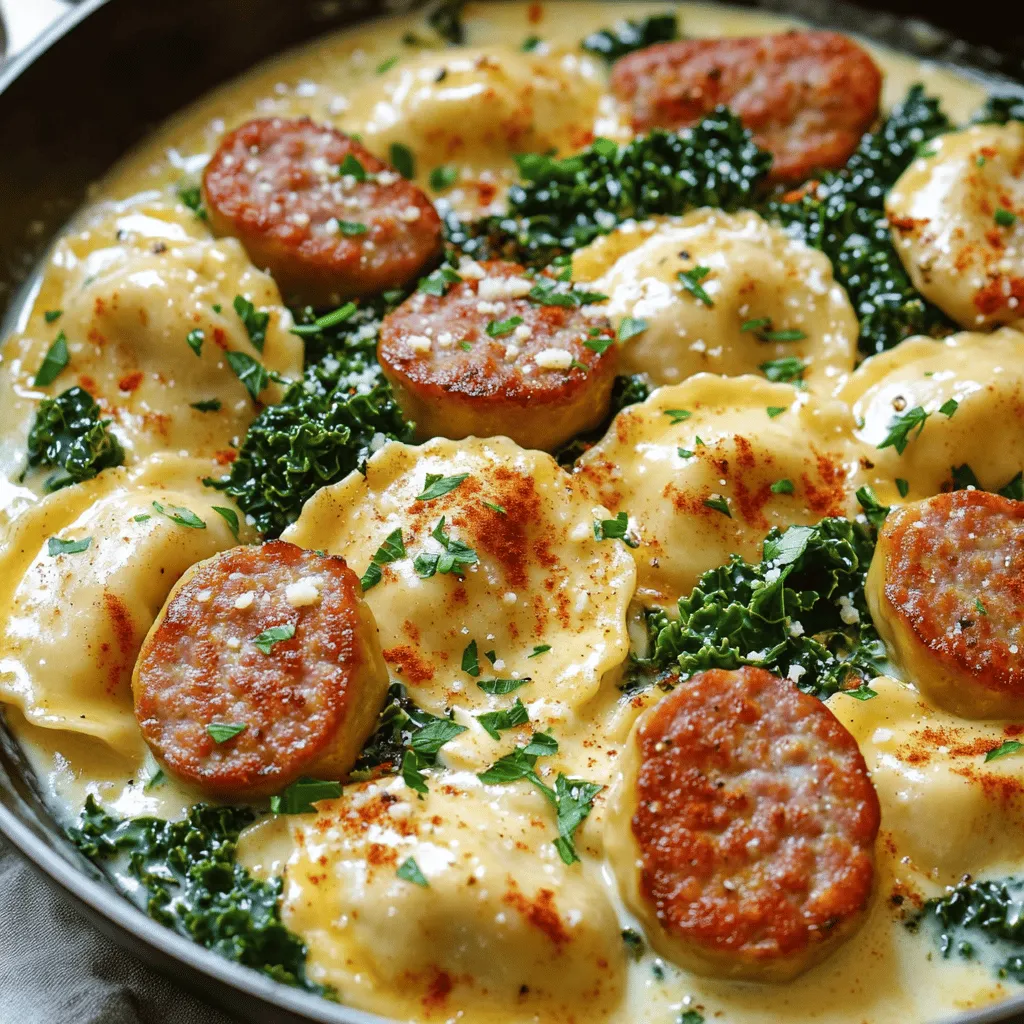 Creamy Pierogi and Turkey Sausage Skillet Delight