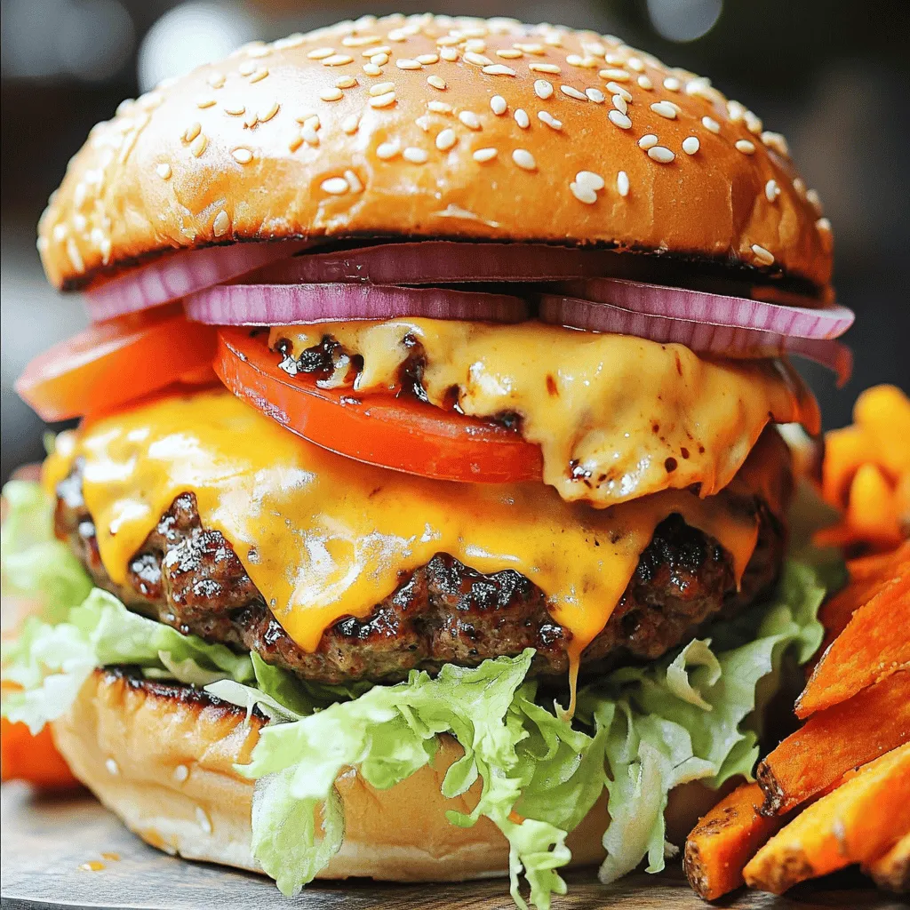 To make a great double cheesy smash burger, you need fresh ingredients. For the burger patties, choose 1 pound of ground beef with an 80/20 blend. This ratio keeps your patties juicy. Add salt and pepper to taste for flavor.