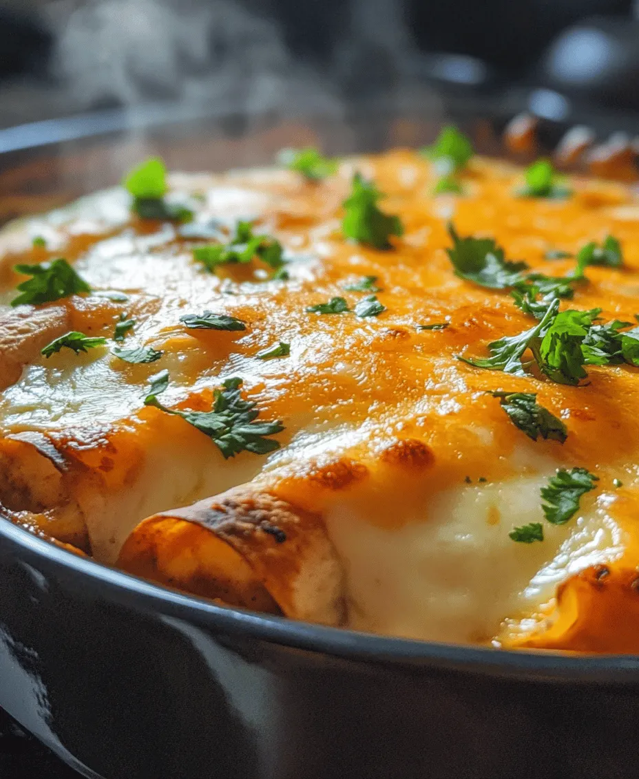 Cheesy chicken enchiladas are a beloved staple in Mexican cuisine, known for their rich flavors and comforting textures. This dish combines tender, shredded chicken enveloped in soft tortillas, generously smothered with gooey cheese and savory enchilada sauce. Whether you