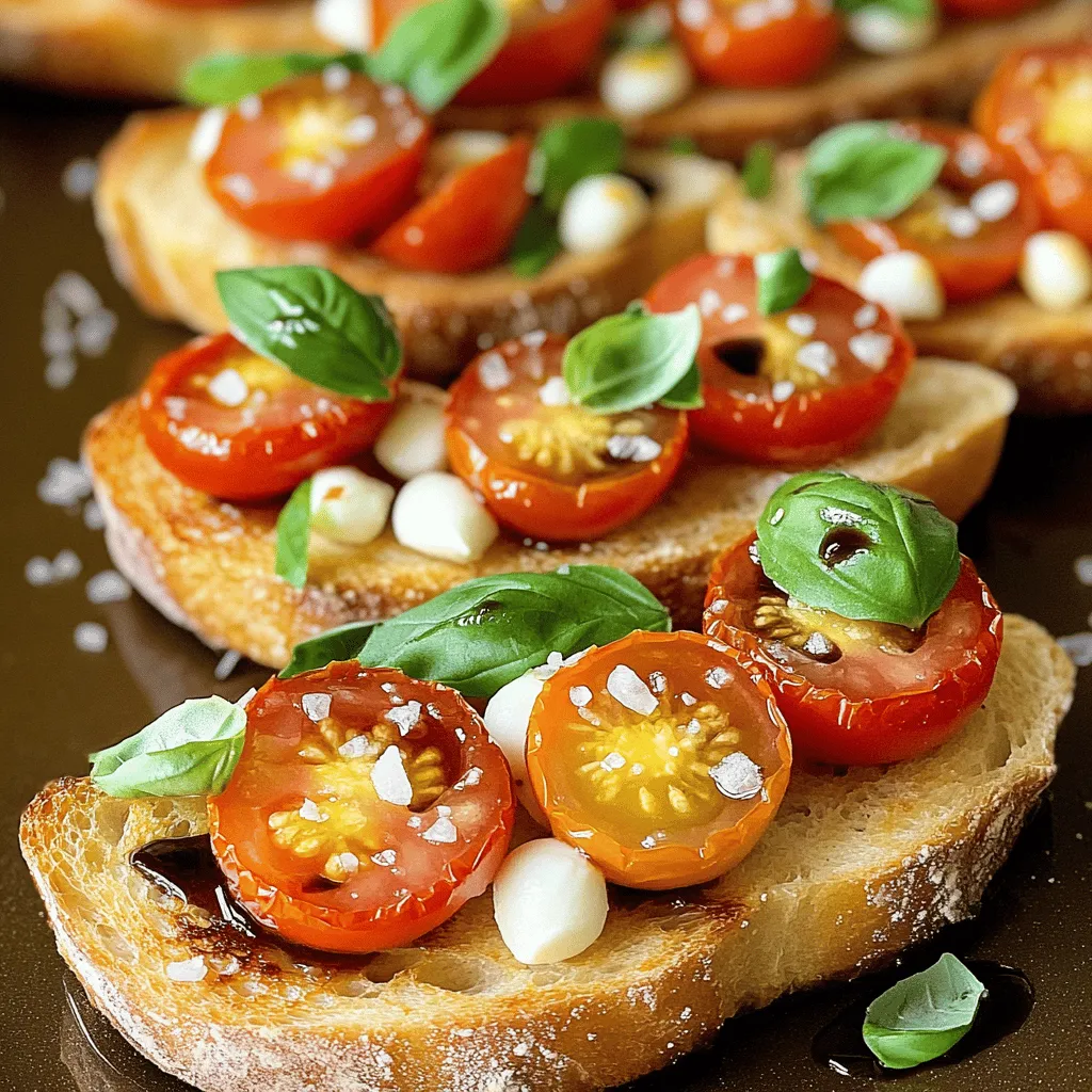 The key ingredients for cherry tomato bruschetta are simple yet vital. First, you need ripe cherry tomatoes. They bring sweetness and burst of flavor. Look for tomatoes that are firm and shiny. This ensures they are fresh and juicy.