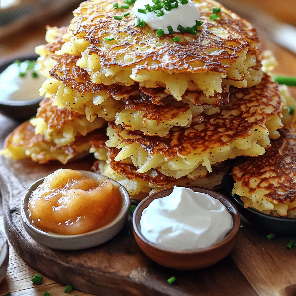 To make German potato pancakes, you need these key ingredients: - 4 medium-sized russet potatoes, peeled - 1 small onion, finely grated - 1 large egg - 1/2 cup all-purpose flour - 1 teaspoon baking powder - 1 teaspoon salt - 1/2 teaspoon black pepper - Vegetable oil for frying