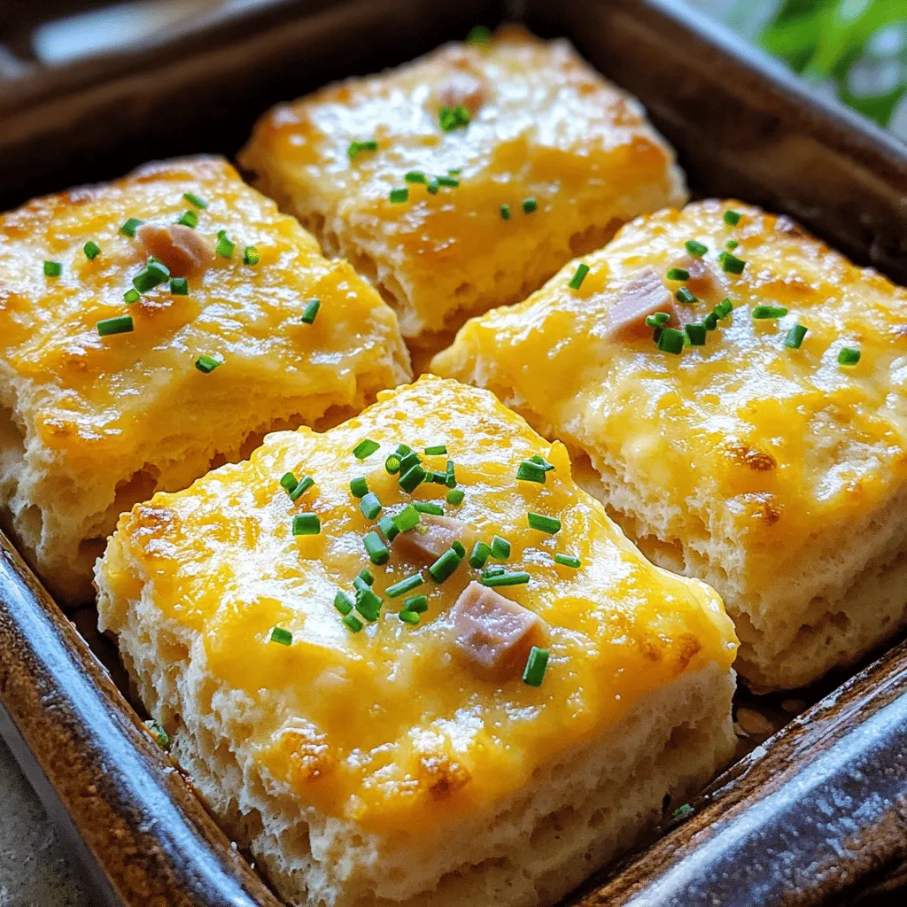 Savory Ham and Cheese Butter Swim Biscuits Recipe