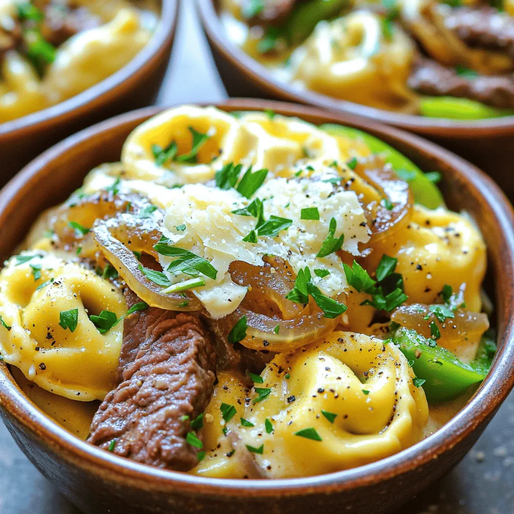 Savory Cheesesteak Tortellini in Creamy Provolone Sauce