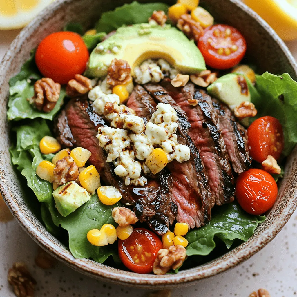 Balsamic Steak Gorgonzola Salad with Grilled Corn Delight