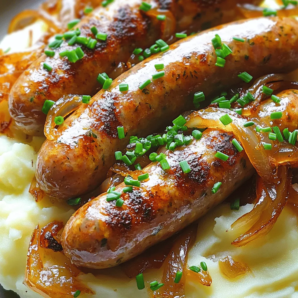 - 4 spicy pork sausages (or your choice of sausages) - 1 pound (450g) russet potatoes, peeled and cubed - 1/2 cup heavy cream