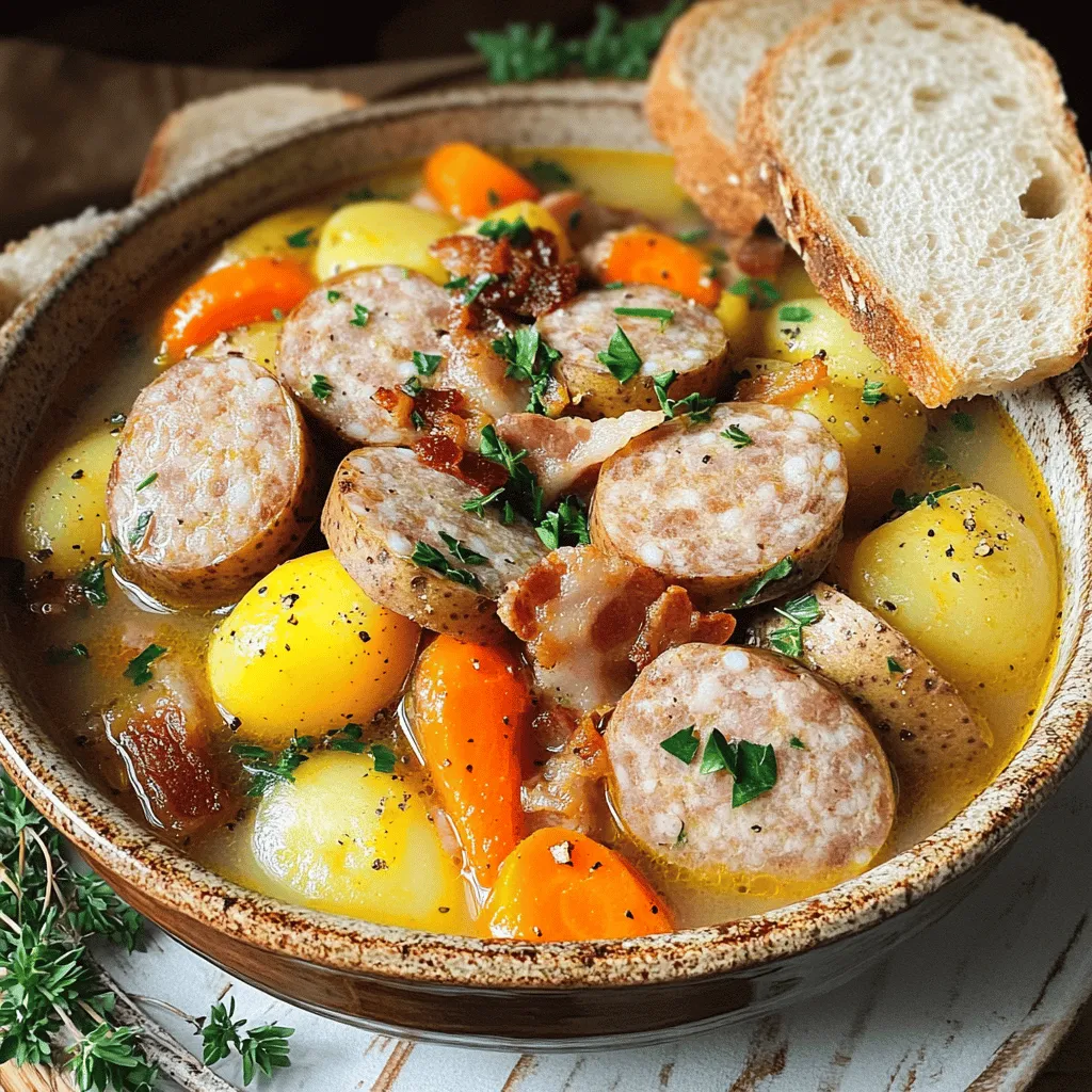 The heart of Slow Cooker Irish Dublin Coddle lies in its simple, rich ingredients. The traditional Irish coddle ingredients create a warm and hearty dish that comforts you.