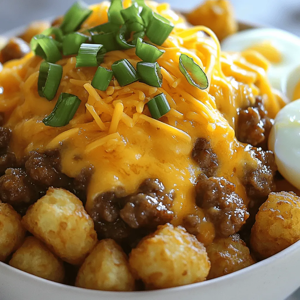 - 4 cups frozen tater tots - 1 pound breakfast sausage (pork or turkey) - 1/4 cup all-purpose flour