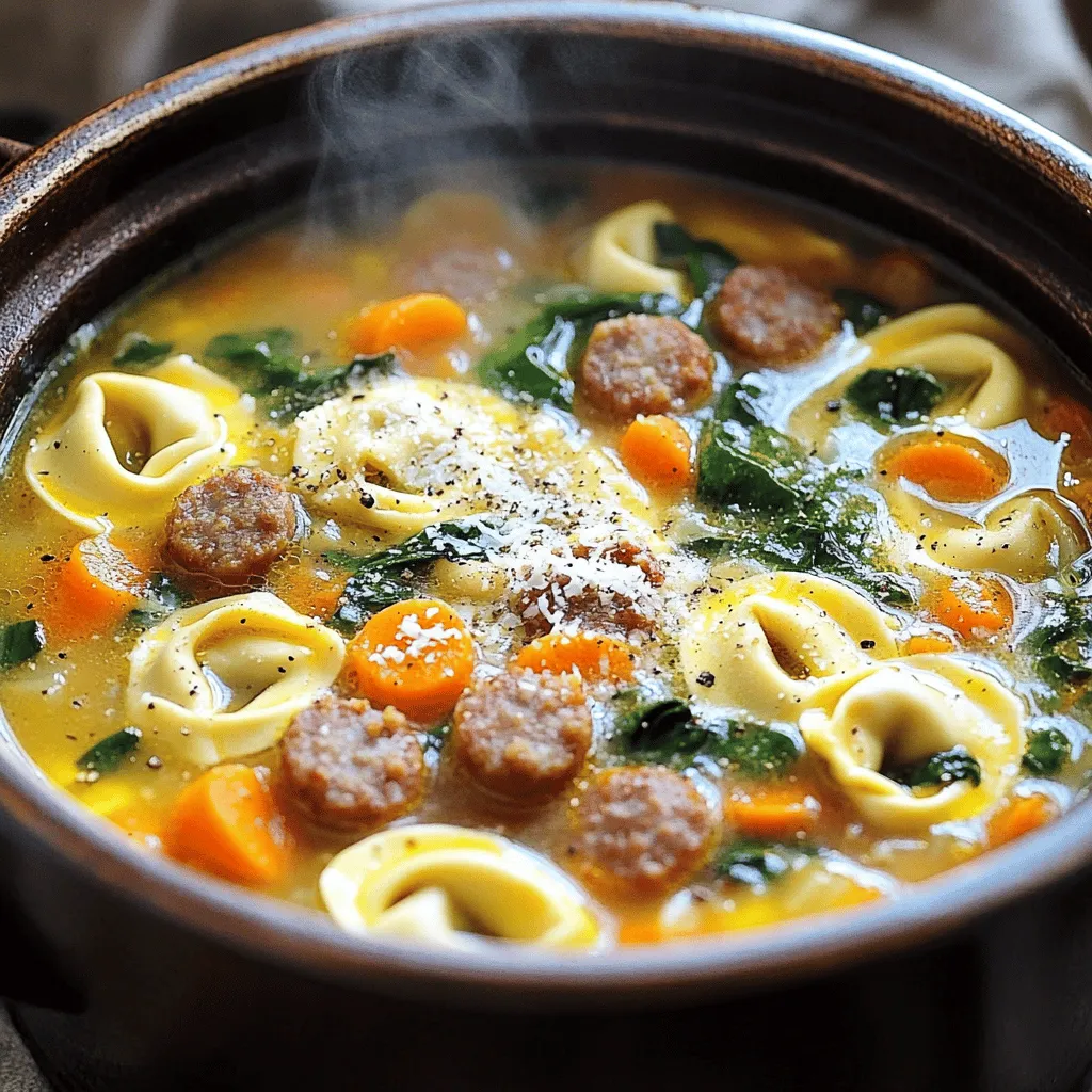 One Pot Italian Sausage Tortellini Soup Recipe