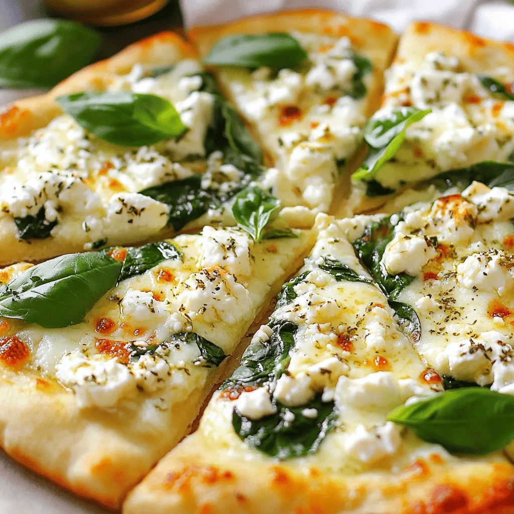 Greek Roasted Garlic Spinach White Pizza