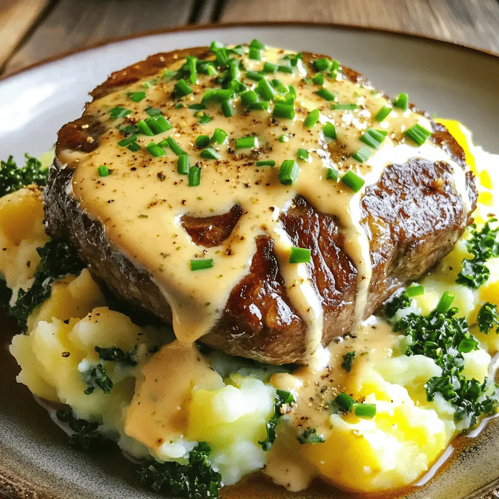 Gaelic Irish Steaks with Whiskey Cream and Colcannon Dish