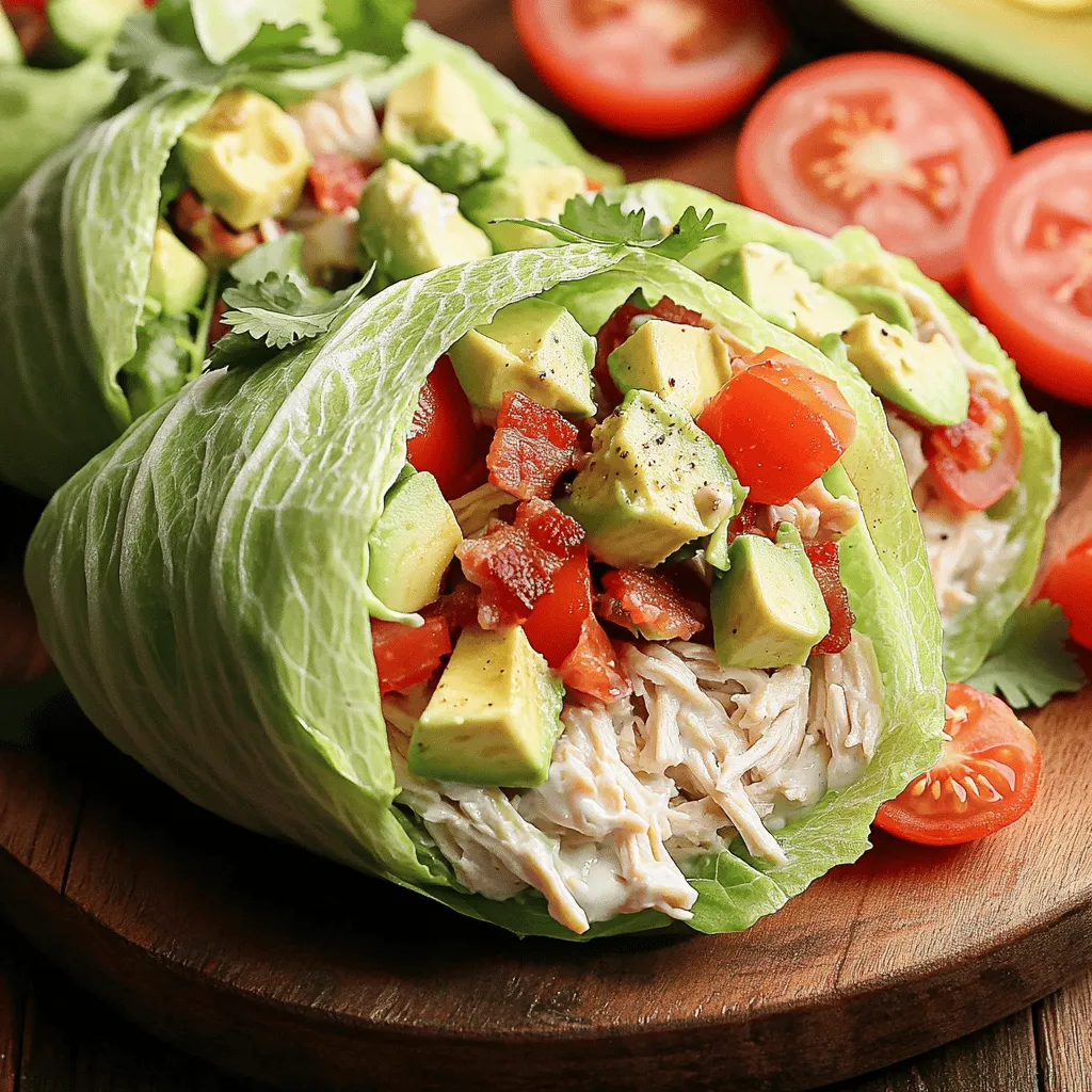 Savory BLTA Chicken Salad Wrapped in Lettuce Delight